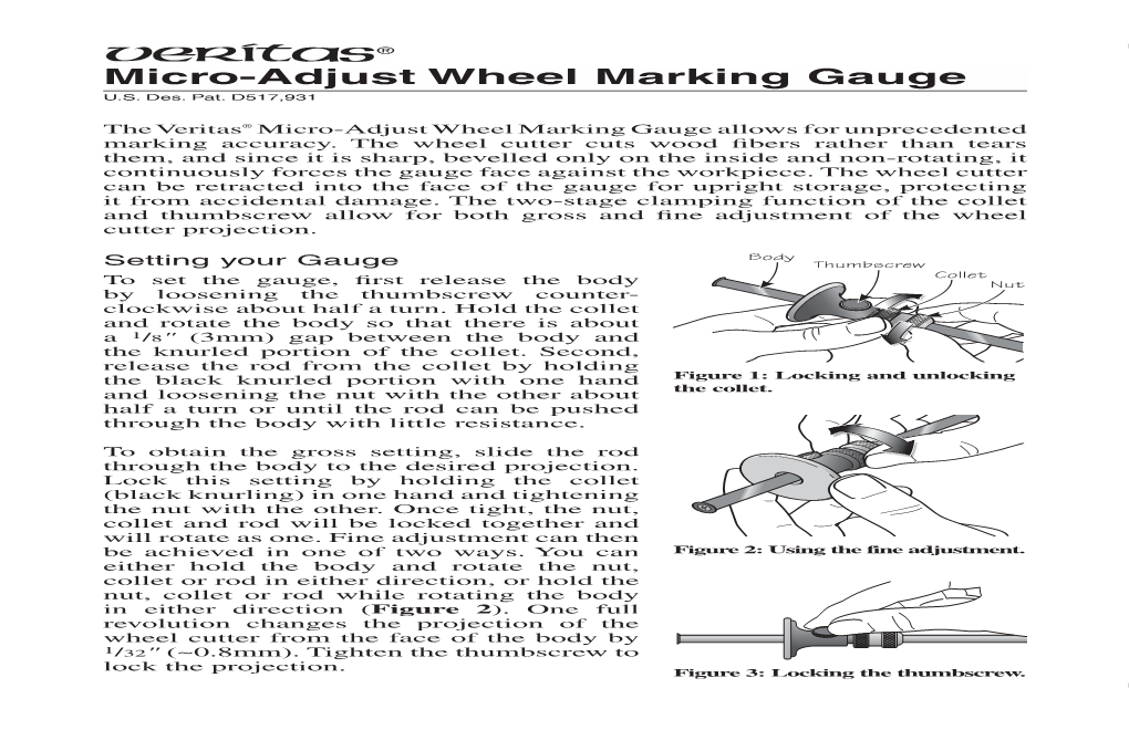 Micro-Adjust Wheel Marking Gauge U.S
