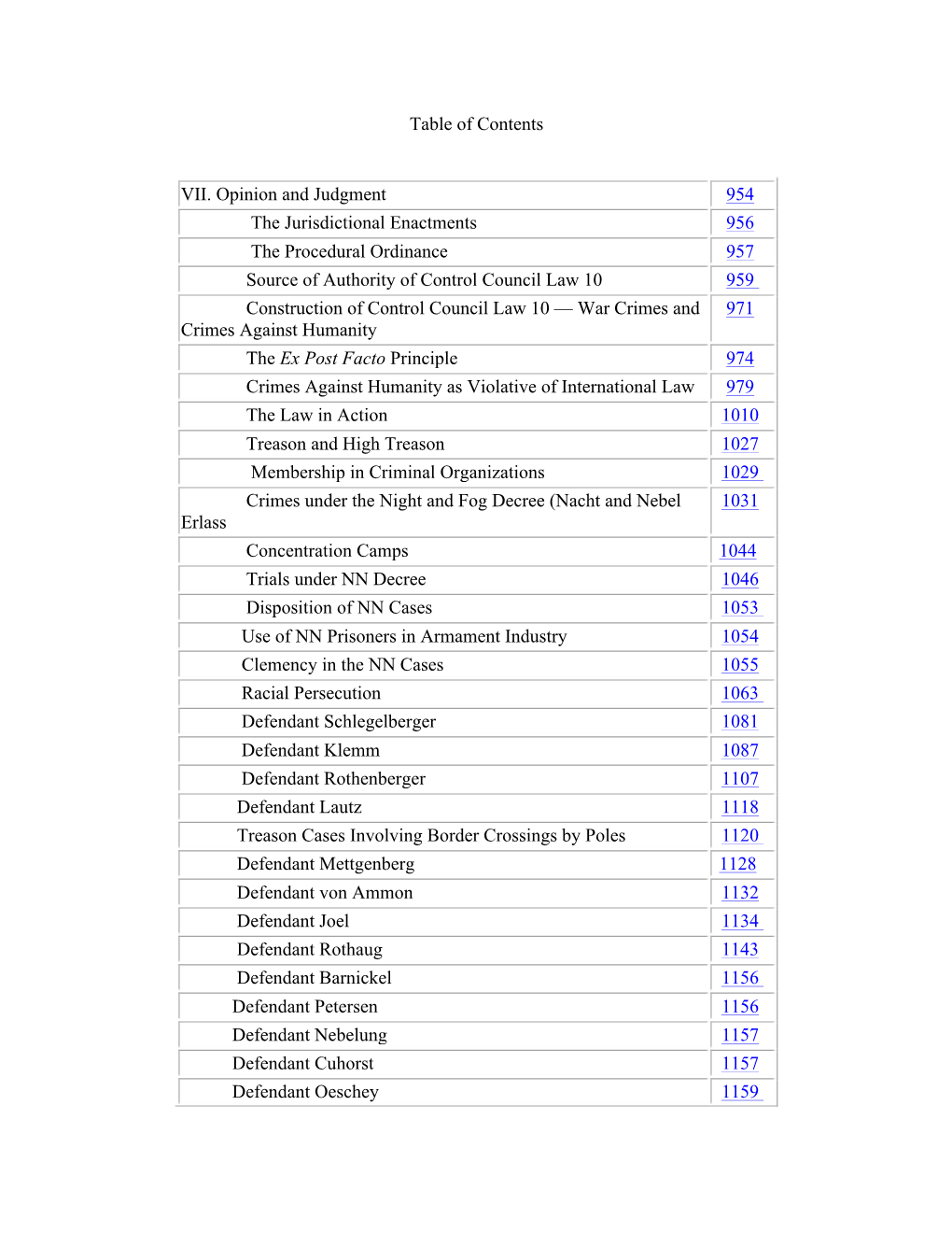 Table of Contents VII. Opinion and Judgment 954 the Jurisdictional