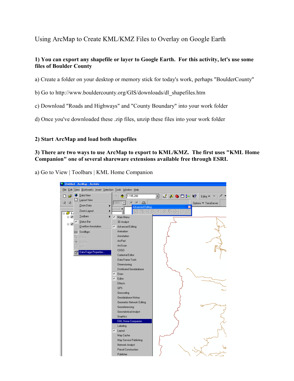 Using Arcmap to Create KML/KMZ Files to Overlay on Google Earth