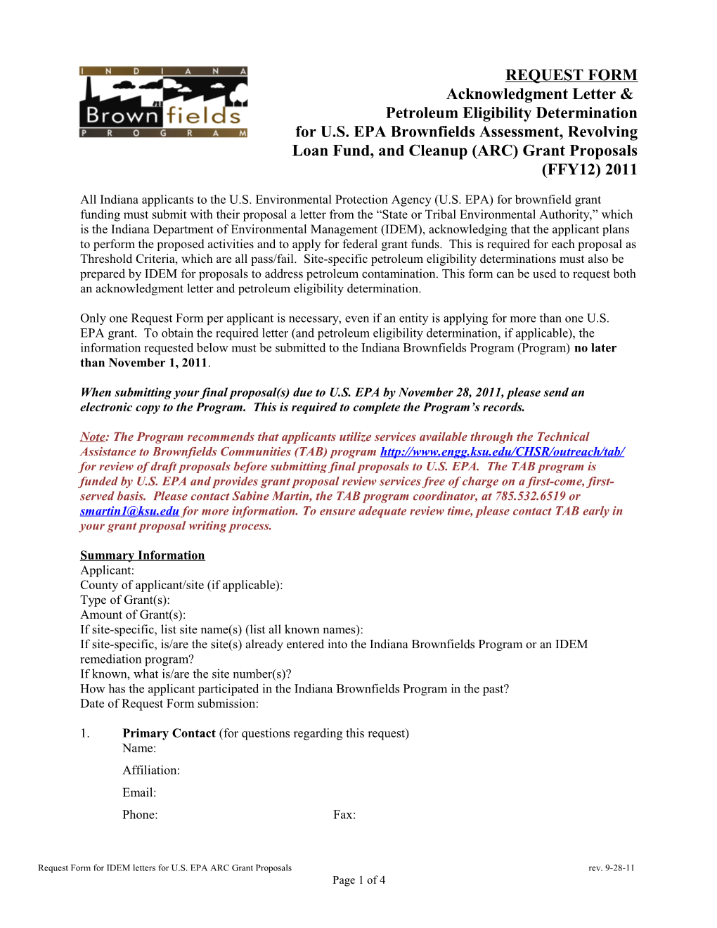 How to Obtain an IDEM Brownfields Program Letter of Support