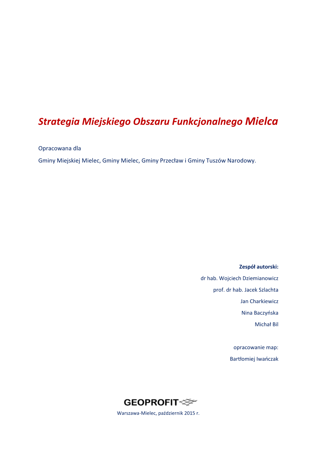 Strategia Miejskiego Obszaru Funkcjonalnego Mielca