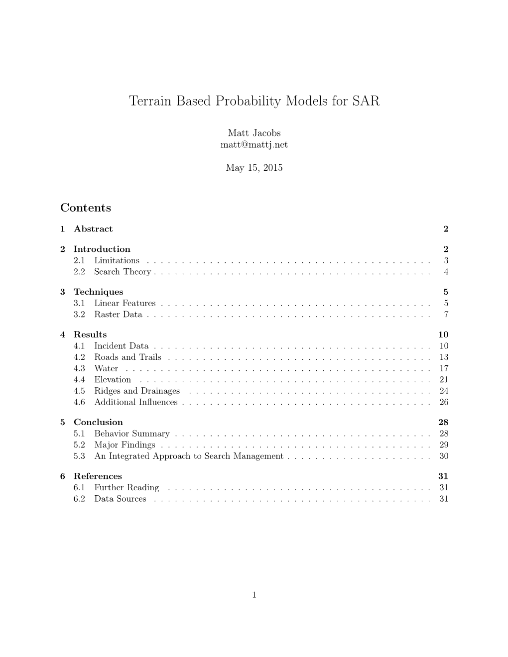 Terrain Based Probability Models for SAR