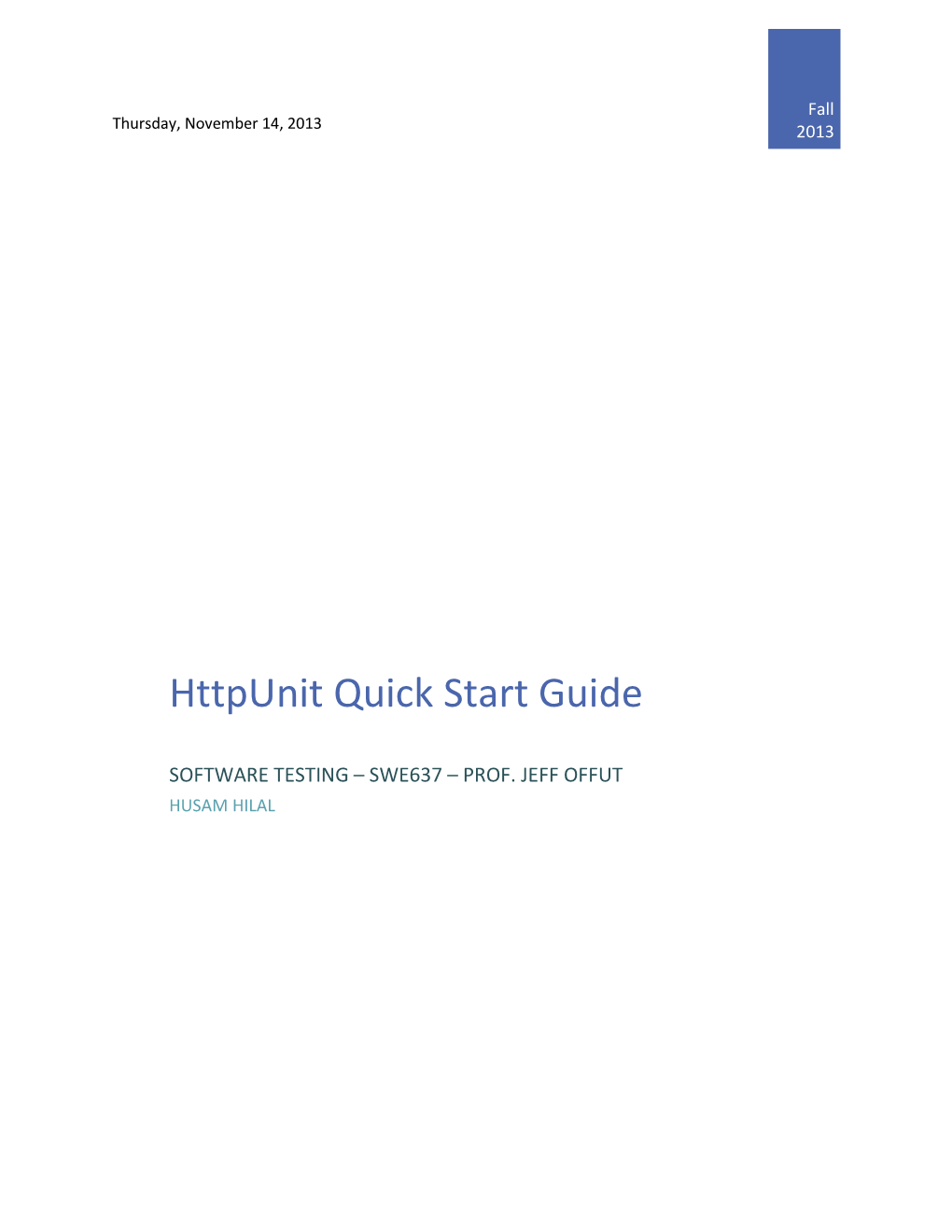 Httpunit Quick Start Guide