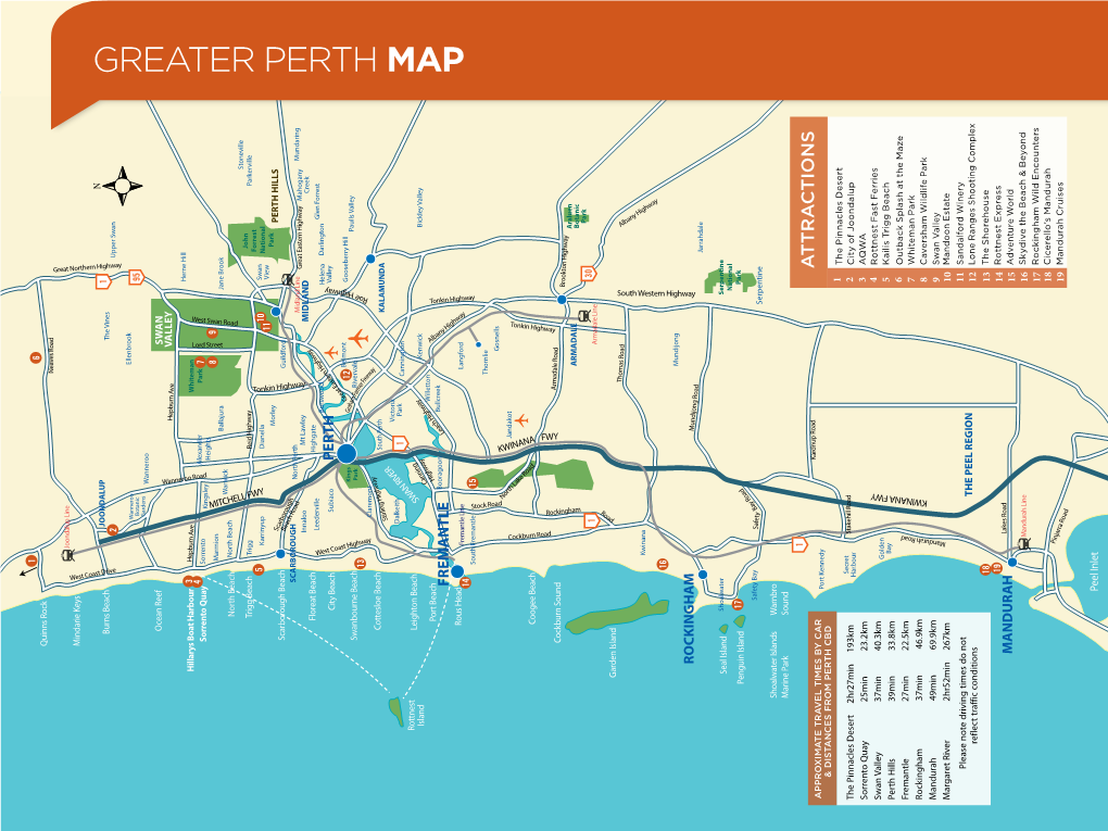 GREATER PERTH MAP JOONDALUP Burns Beach the Vines 1 2 Upper Swan