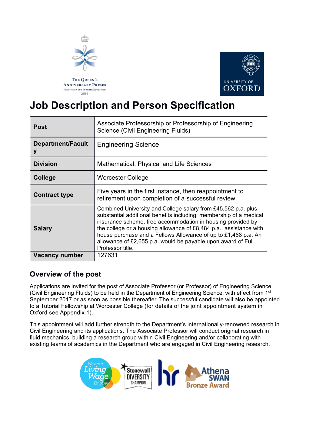 Job Description and Person Specification s1