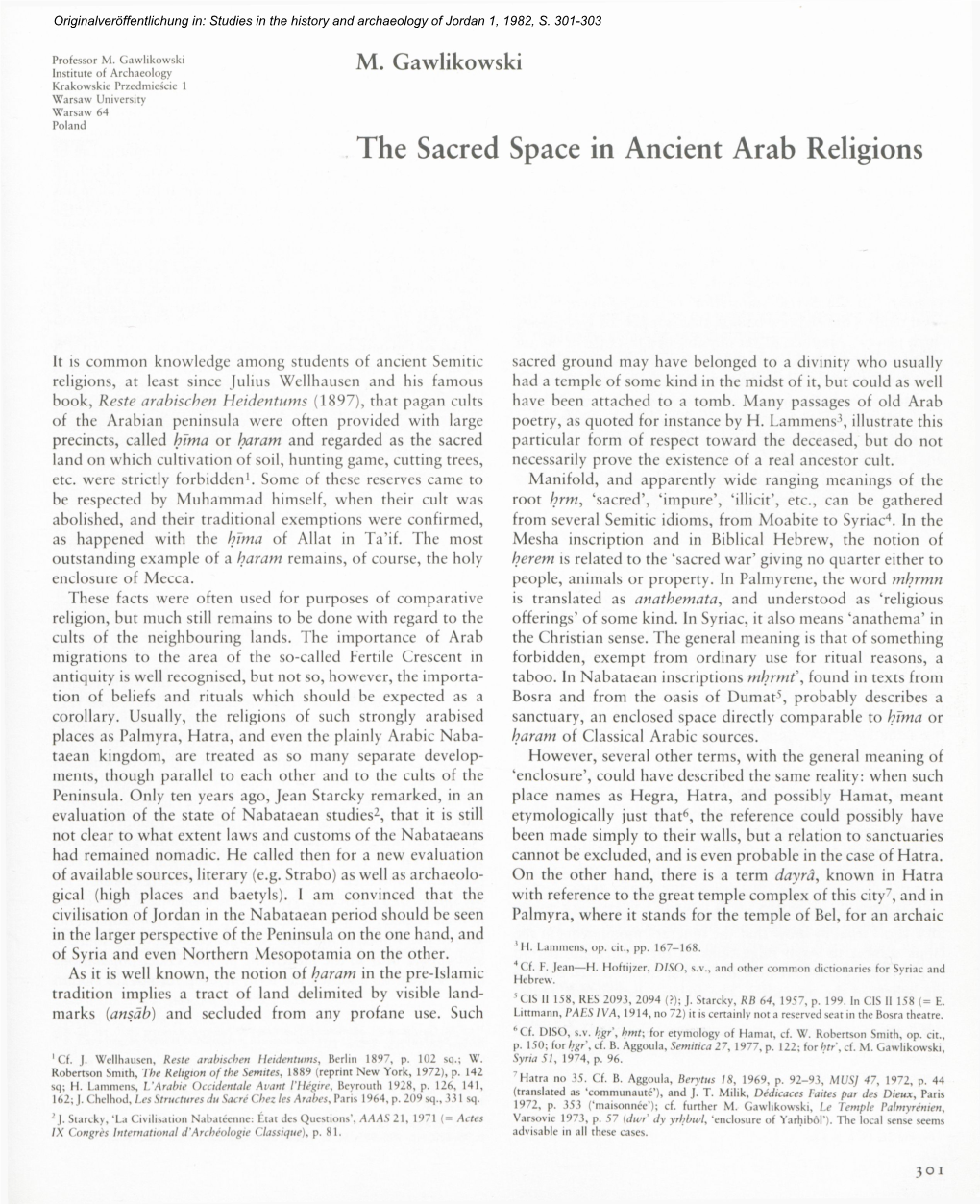 Space in Ancient Arab Religions