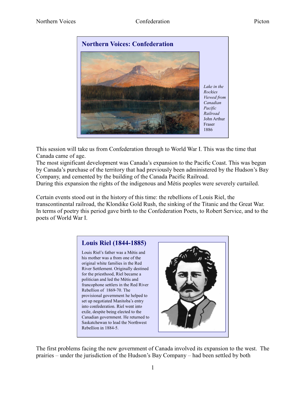 Northern Voices: Confederation Louis Riel