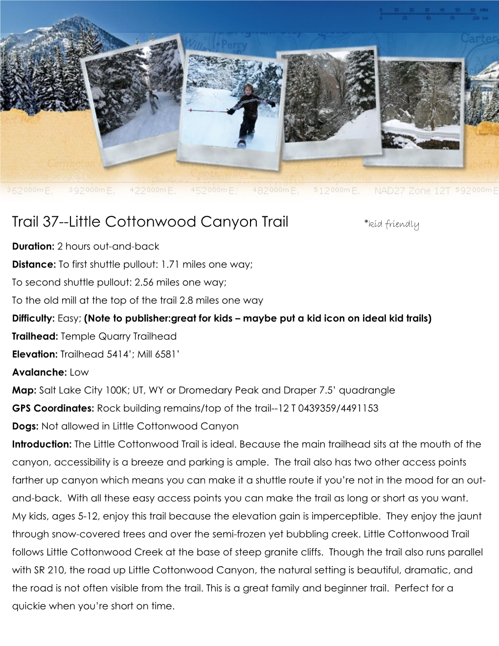 Trail 37--Little Cottonwood Canyon Trail *Kid Friendly