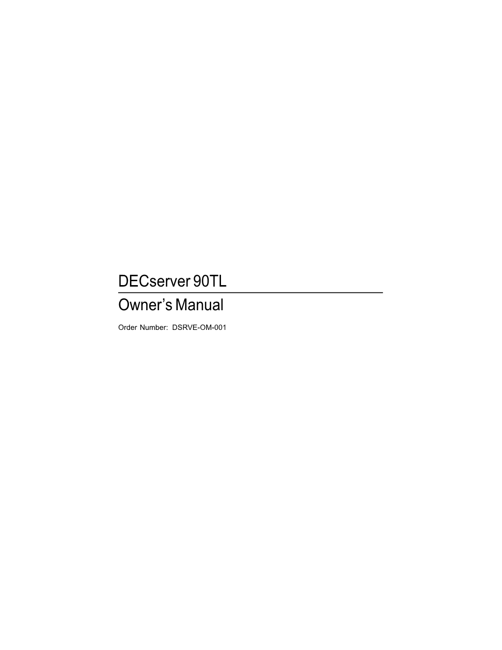 Decserver 90TL Owner's Manual