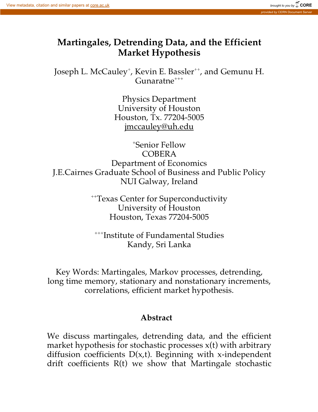 Martingales, Detrending Data, and the Efficient Market Hypothesis