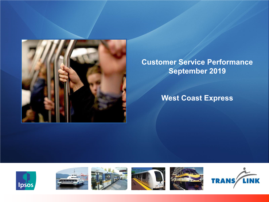 Customer Service Performance September 2019 West Coast Express