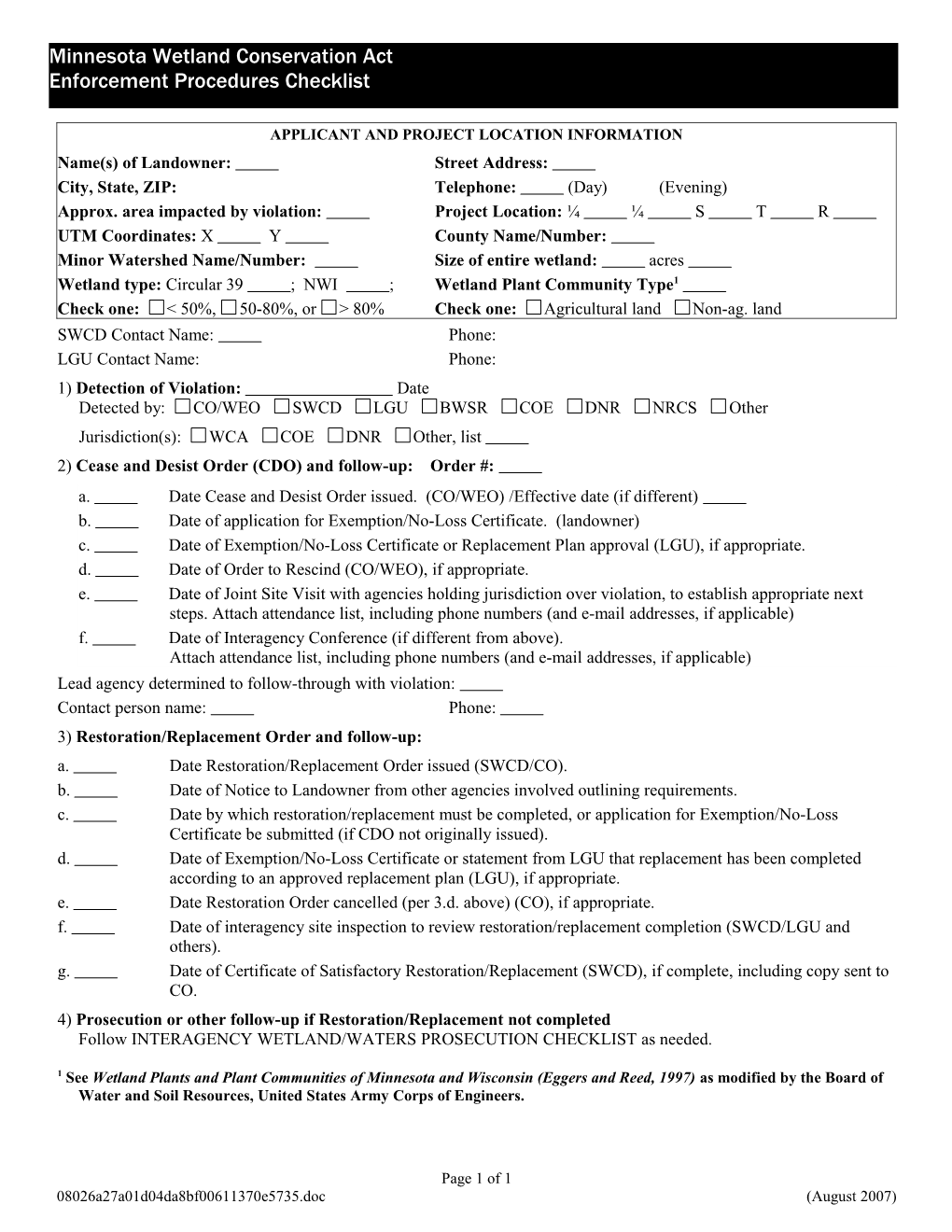 Wca Enforcement Procedures Checklist