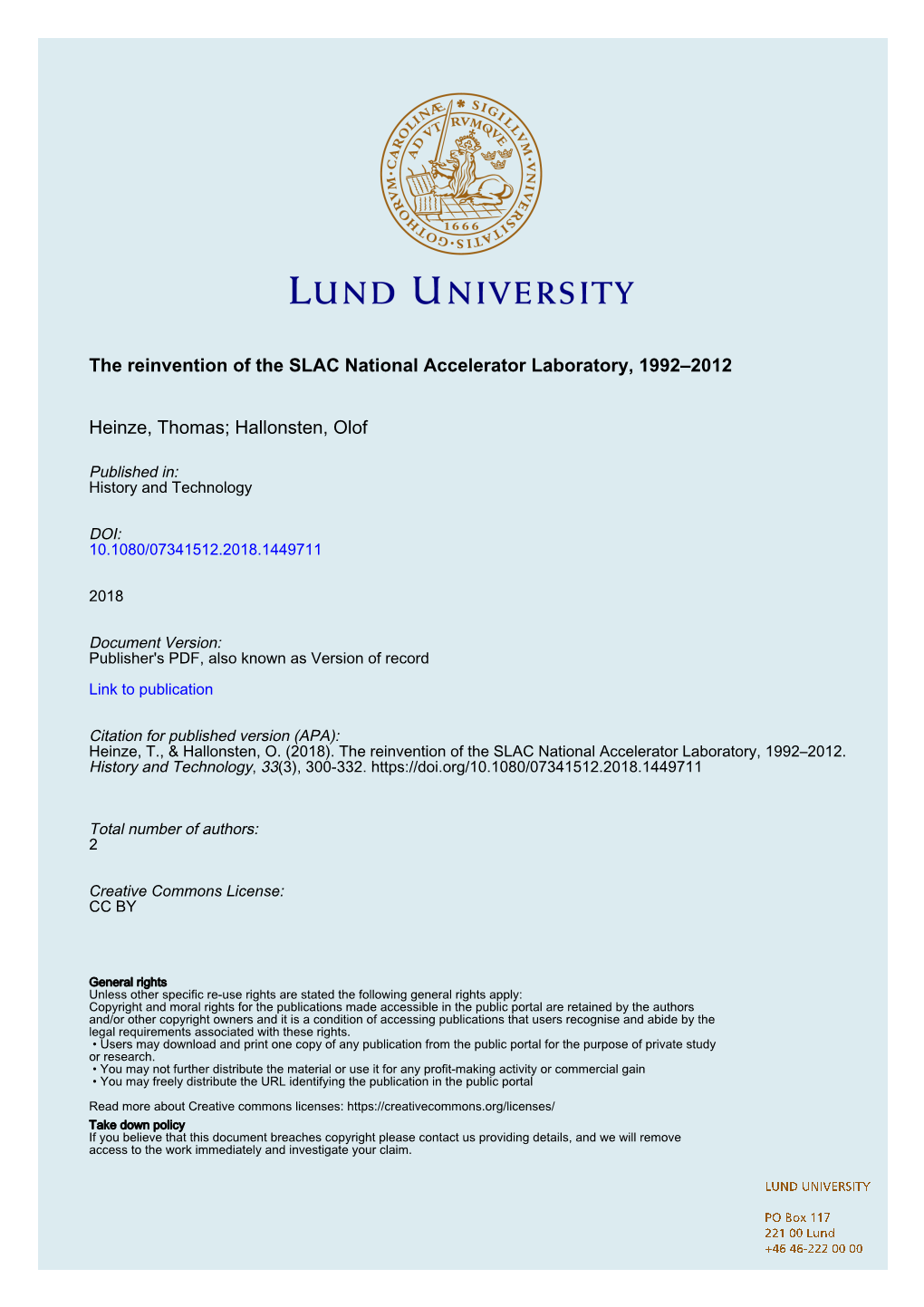 The Reinvention of the SLAC National Accelerator Laboratory, 1992–2012