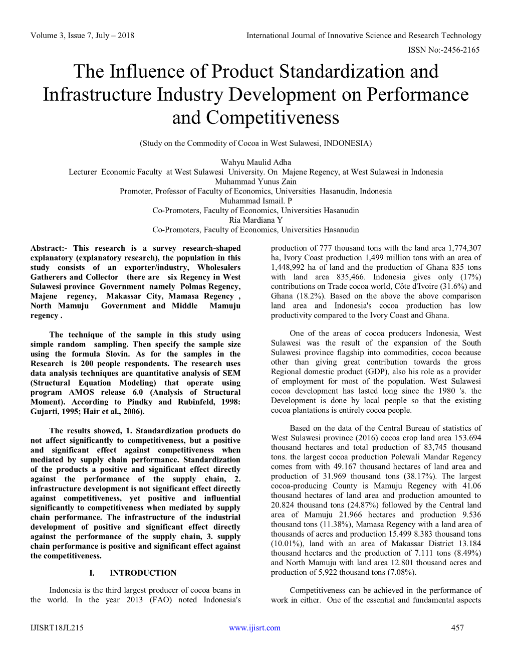 The Influence of Product Standardization and Infrastructure Industry Development on Performance and Competitiveness