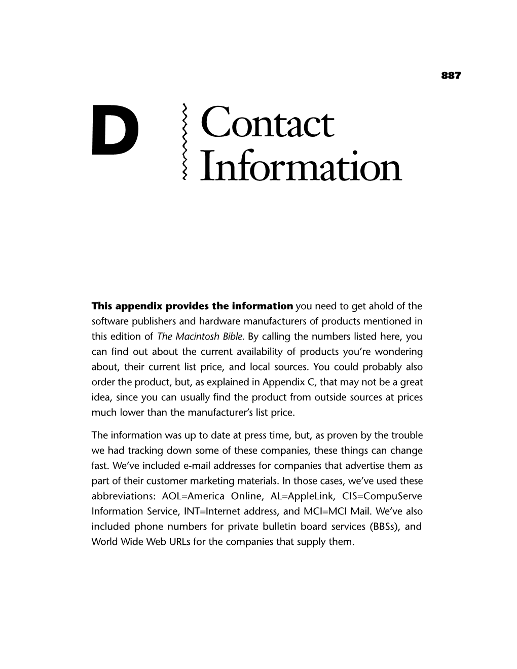 Appendix D: Contact Information