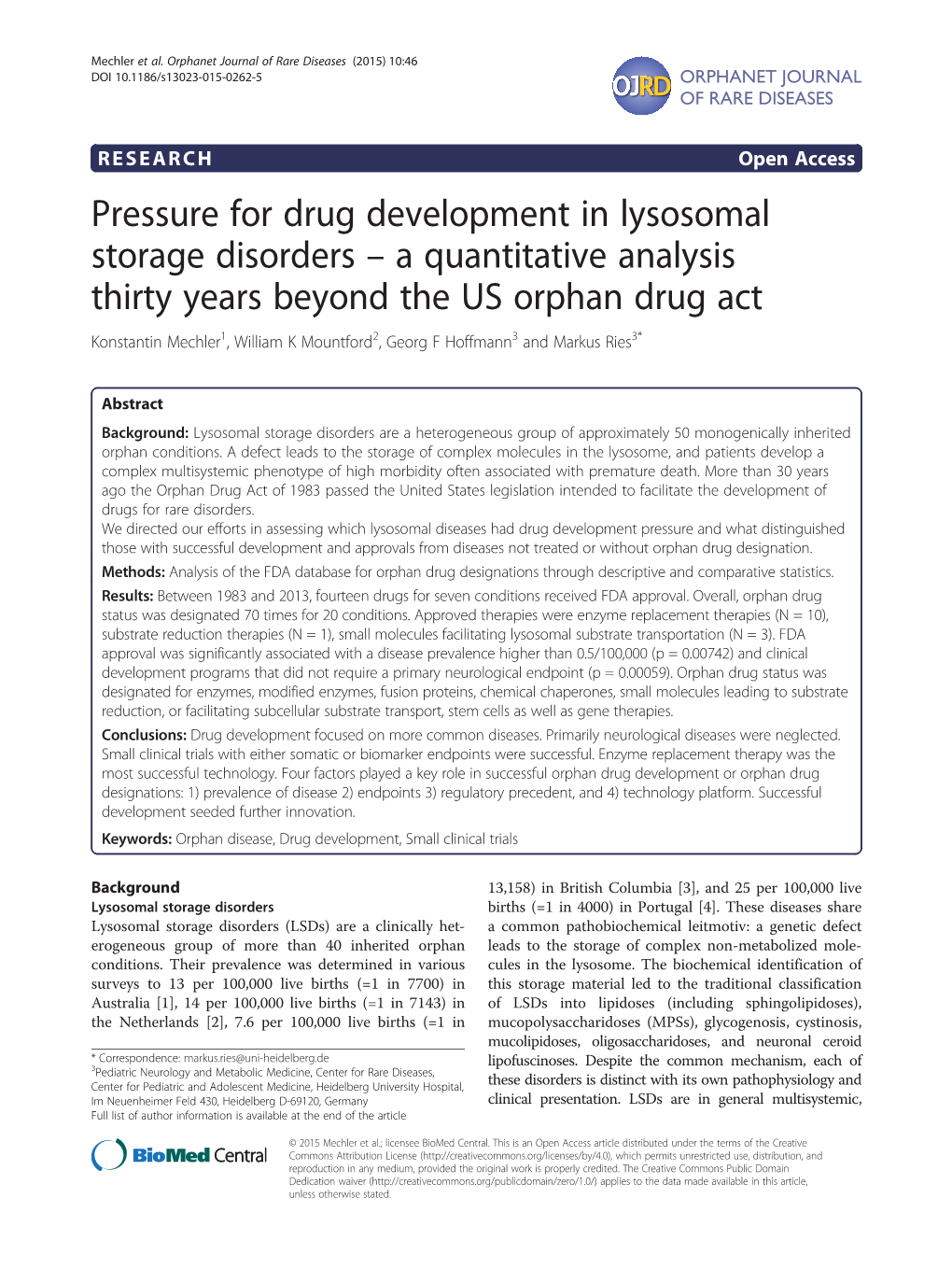Pressure for Drug Development in Lysosomal Storage