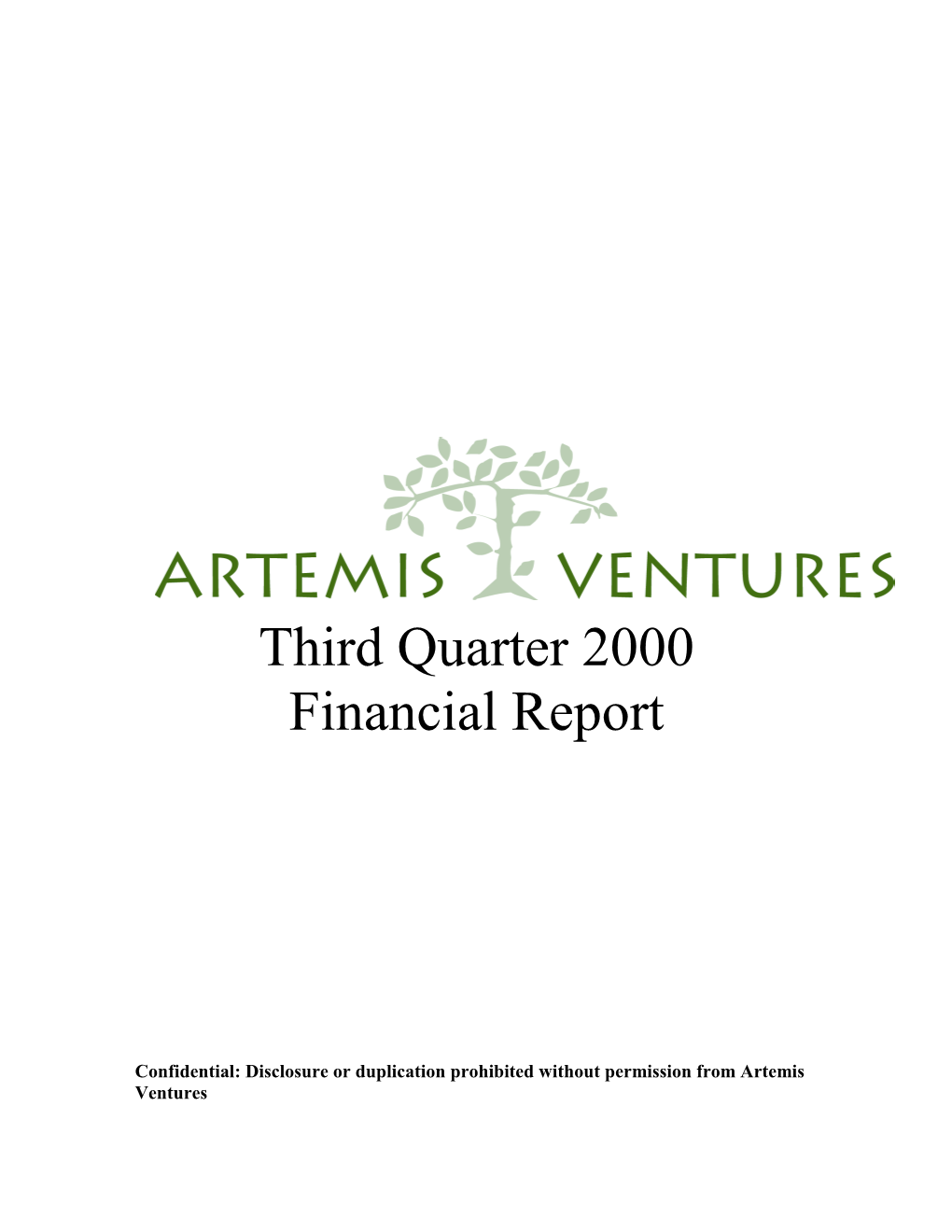 Third Quarter 2000 Financial Report