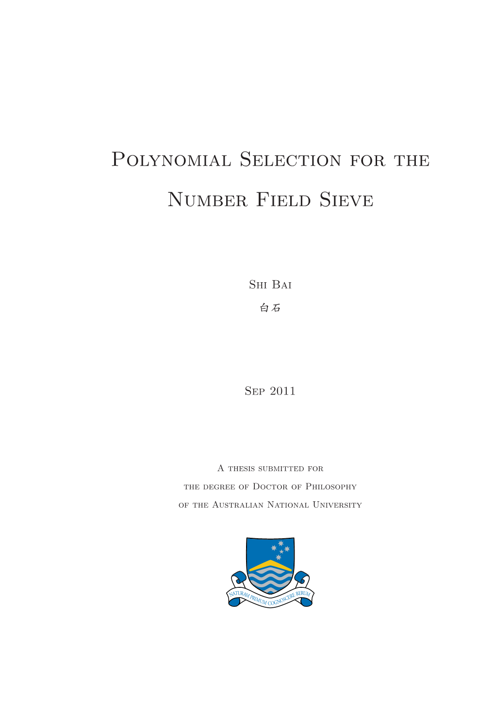 Polynomial Selection for the Number Field Sieve