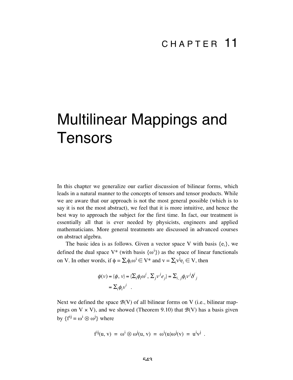 Multilinear Mappings and Tensors