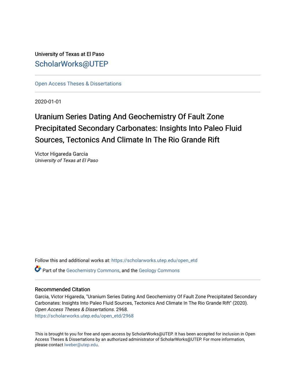 Uranium Series Dating and Geochemistry of Fault Zone