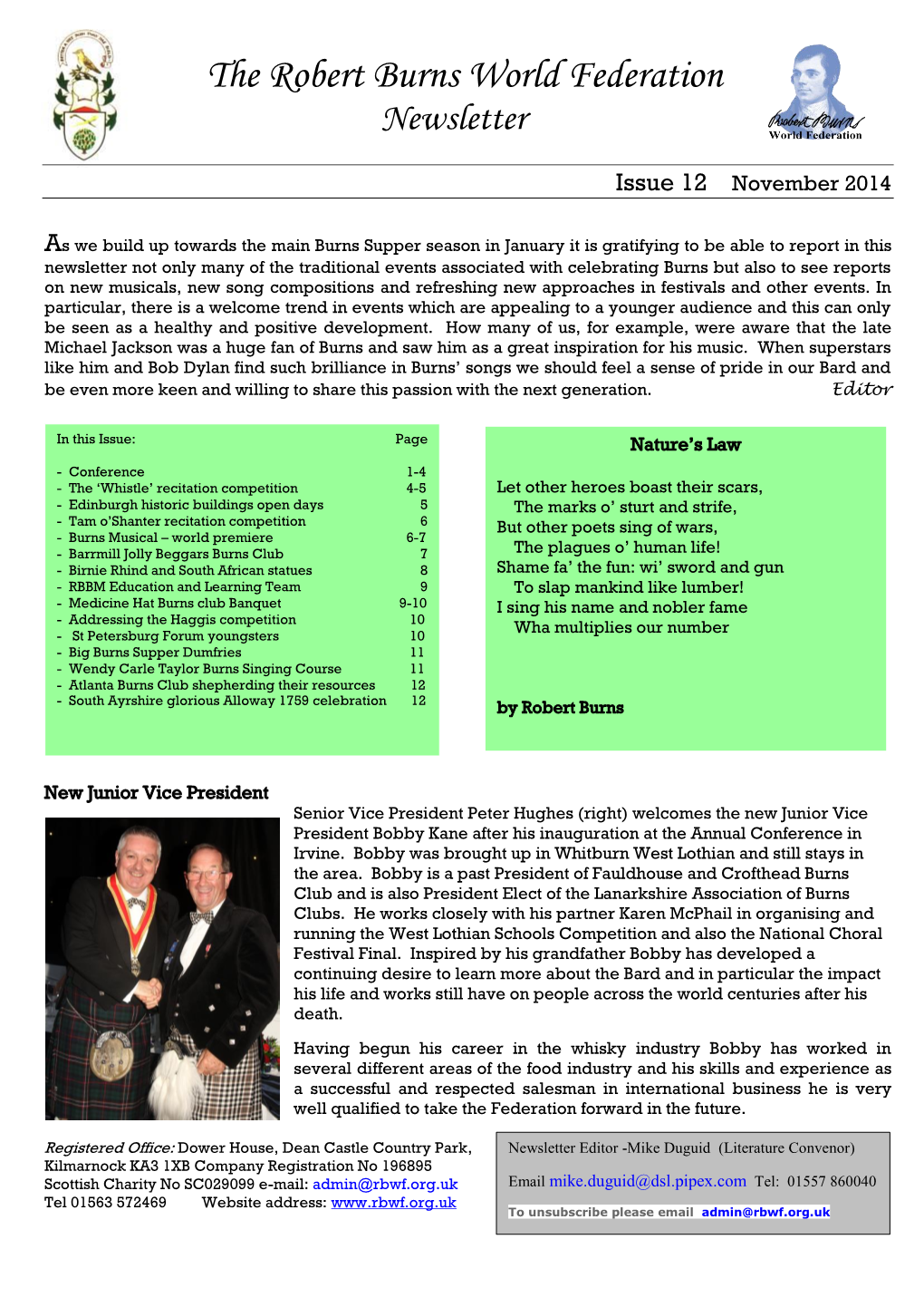 RBWF Newsletter November 2014