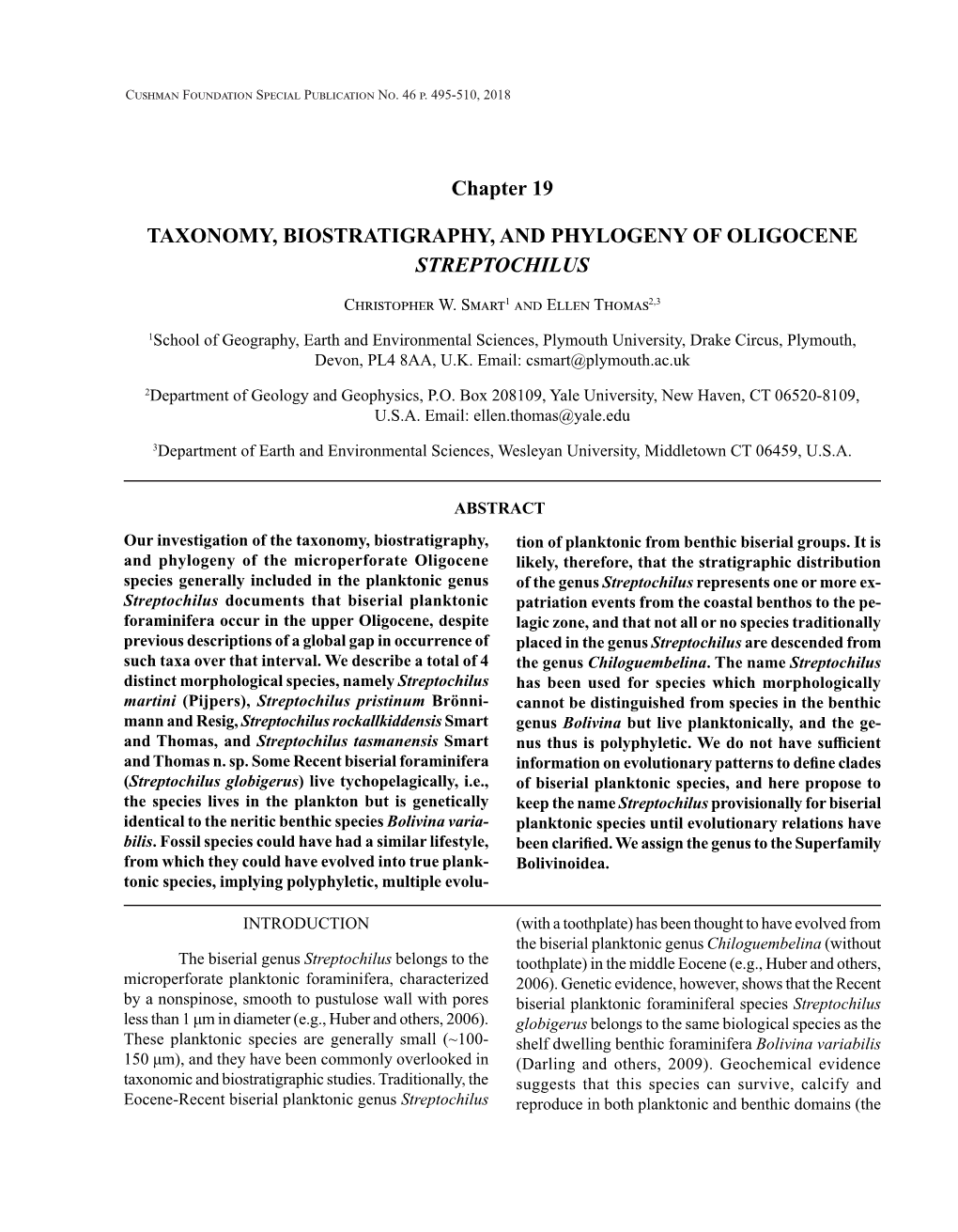 Chapter 19 TAXONOMY, BIOSTRATIGRAPHY, AND