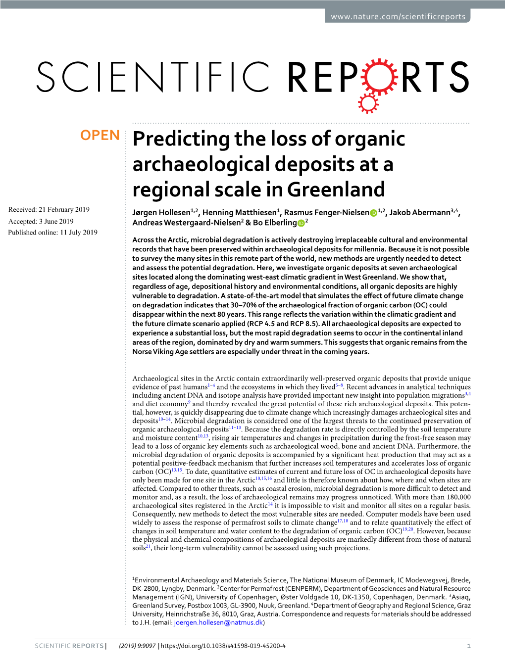 Predicting the Loss of Organic Archaeological Deposits At