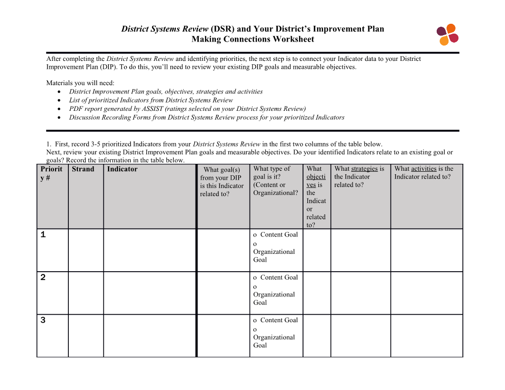 Making Connections Worksheet