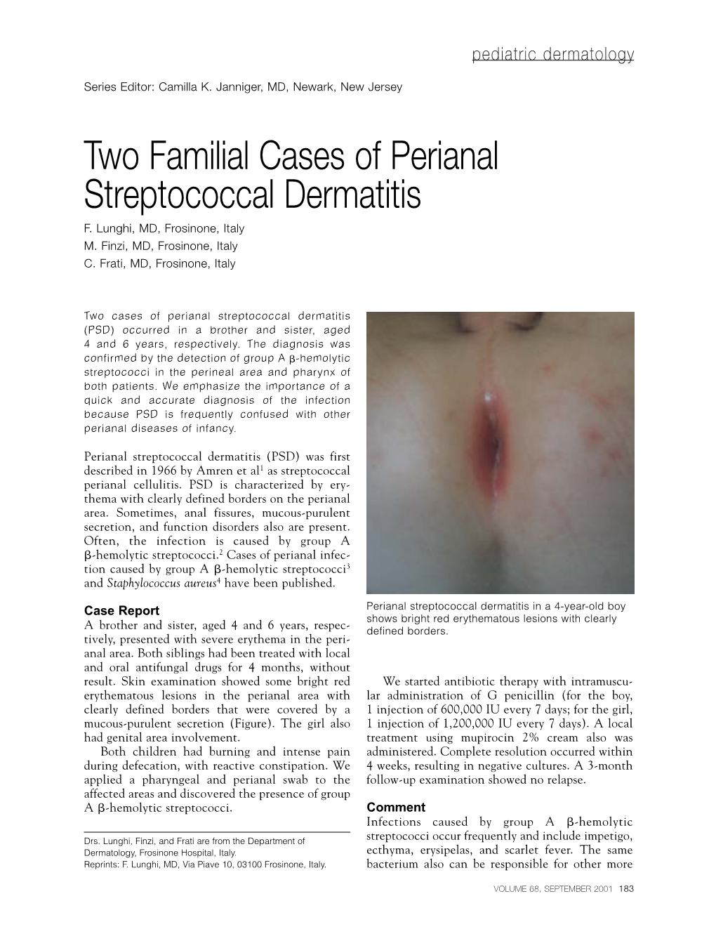Two Familial Cases of Perianal Streptococcal Dermatitis F