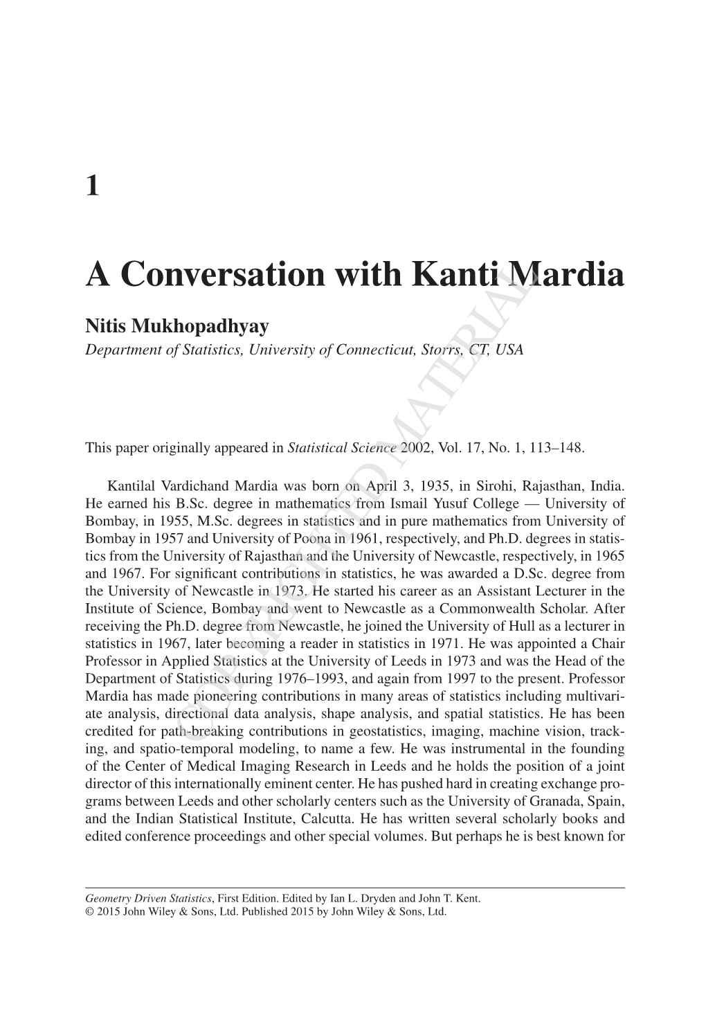 1 a Conversation with Kanti Mardia