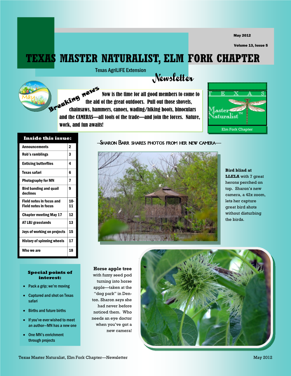 Texas Master Naturalist, Elm Fork Chapter