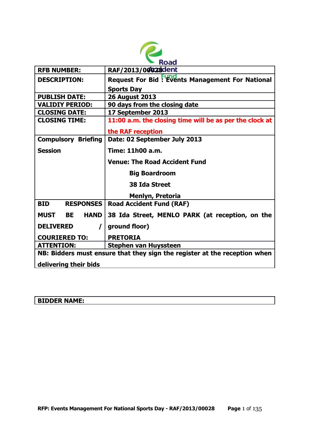 RAF RFP Document Event Management National Sports Day Amended