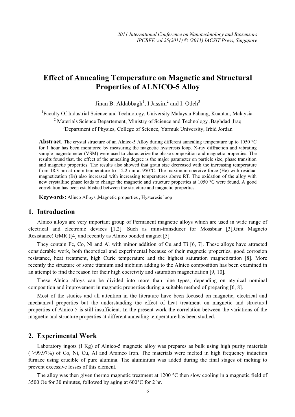 Effect of Annealing Temperature on Magnetic and Structural Properties of ALNICO-5 Alloy