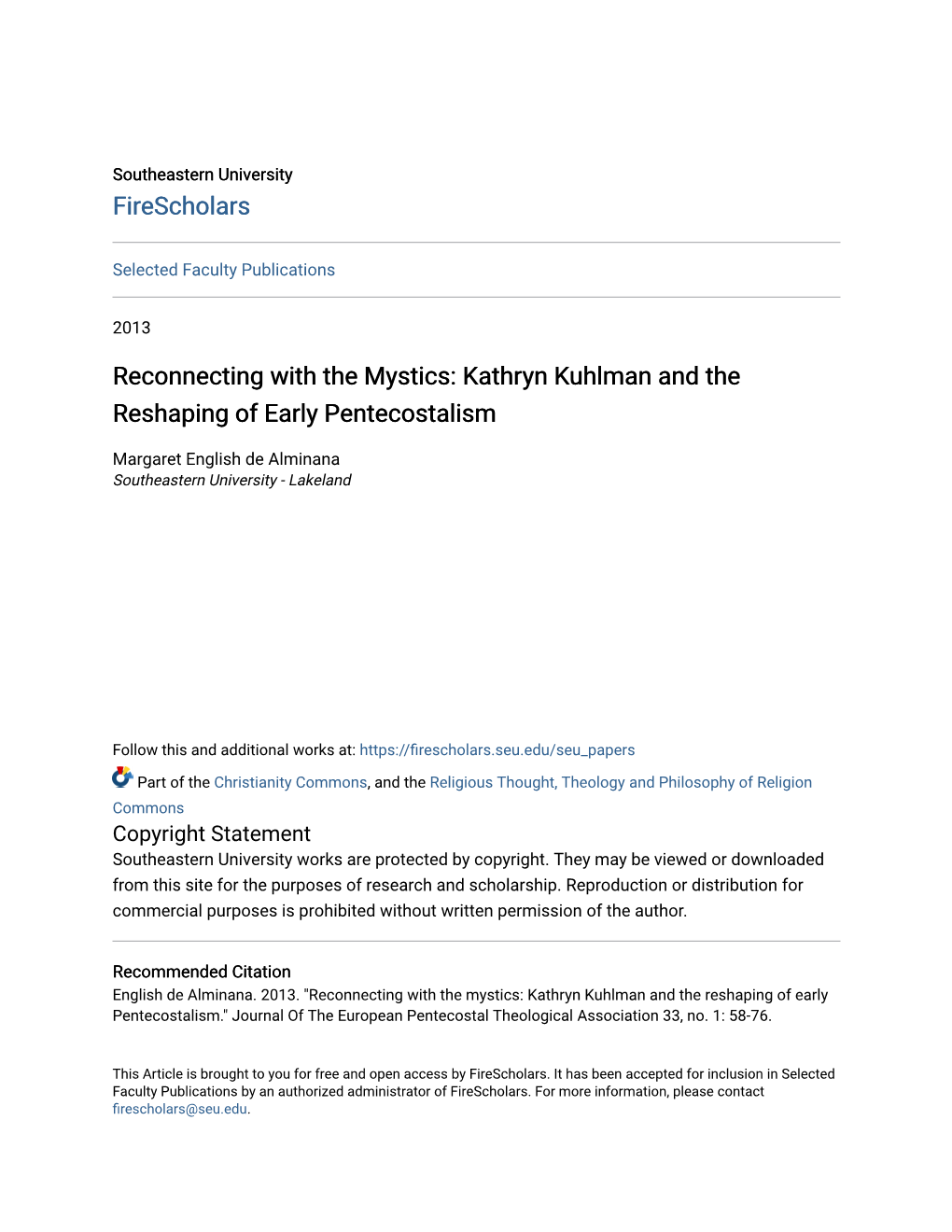 Kathryn Kuhlman and the Reshaping of Early Pentecostalism