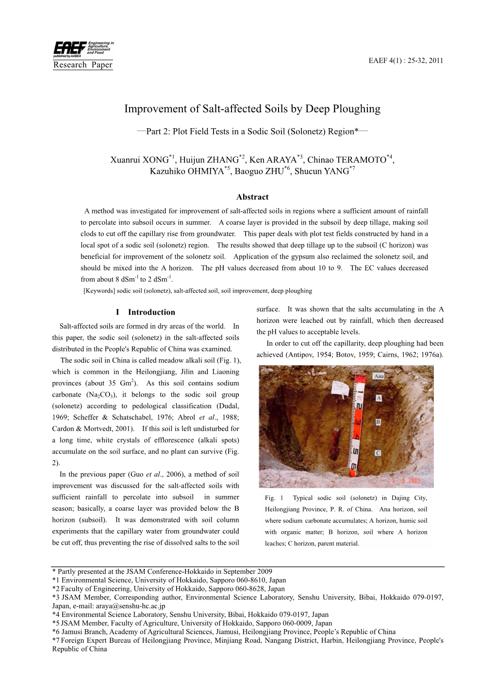 Improvement of Salt-Affected Soils by Deep Ploughing—Part 2: Plot Field