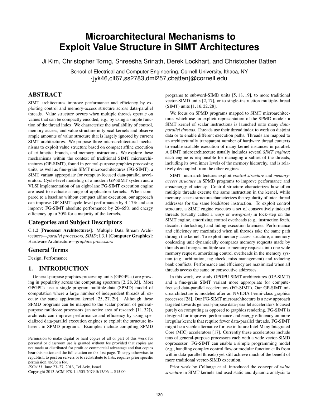 Microarchitectural Mechanisms to Exploit Value Structure in SIMT Architectures