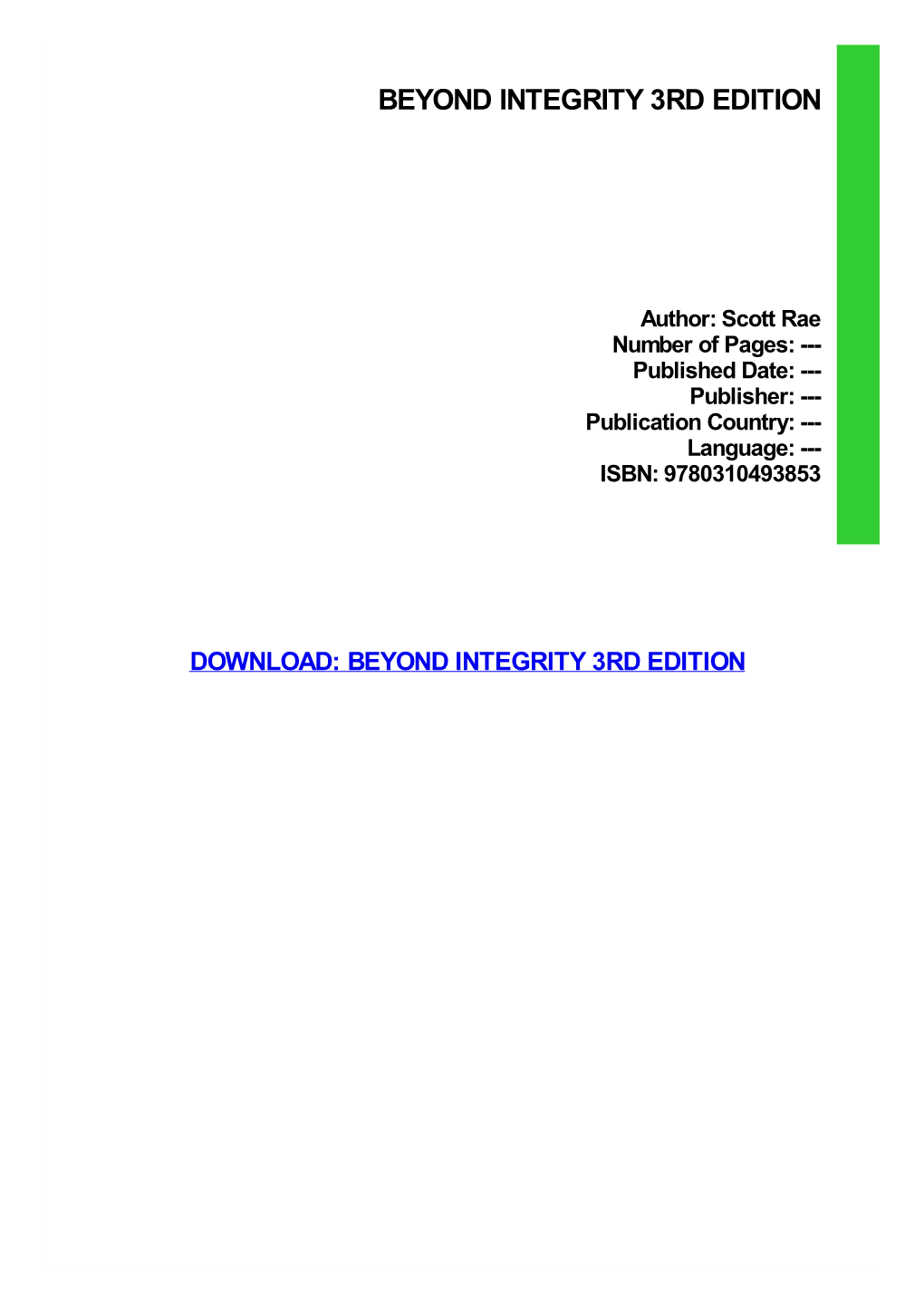 Beyond Integrity 3Rd Edition Ebook Free Download