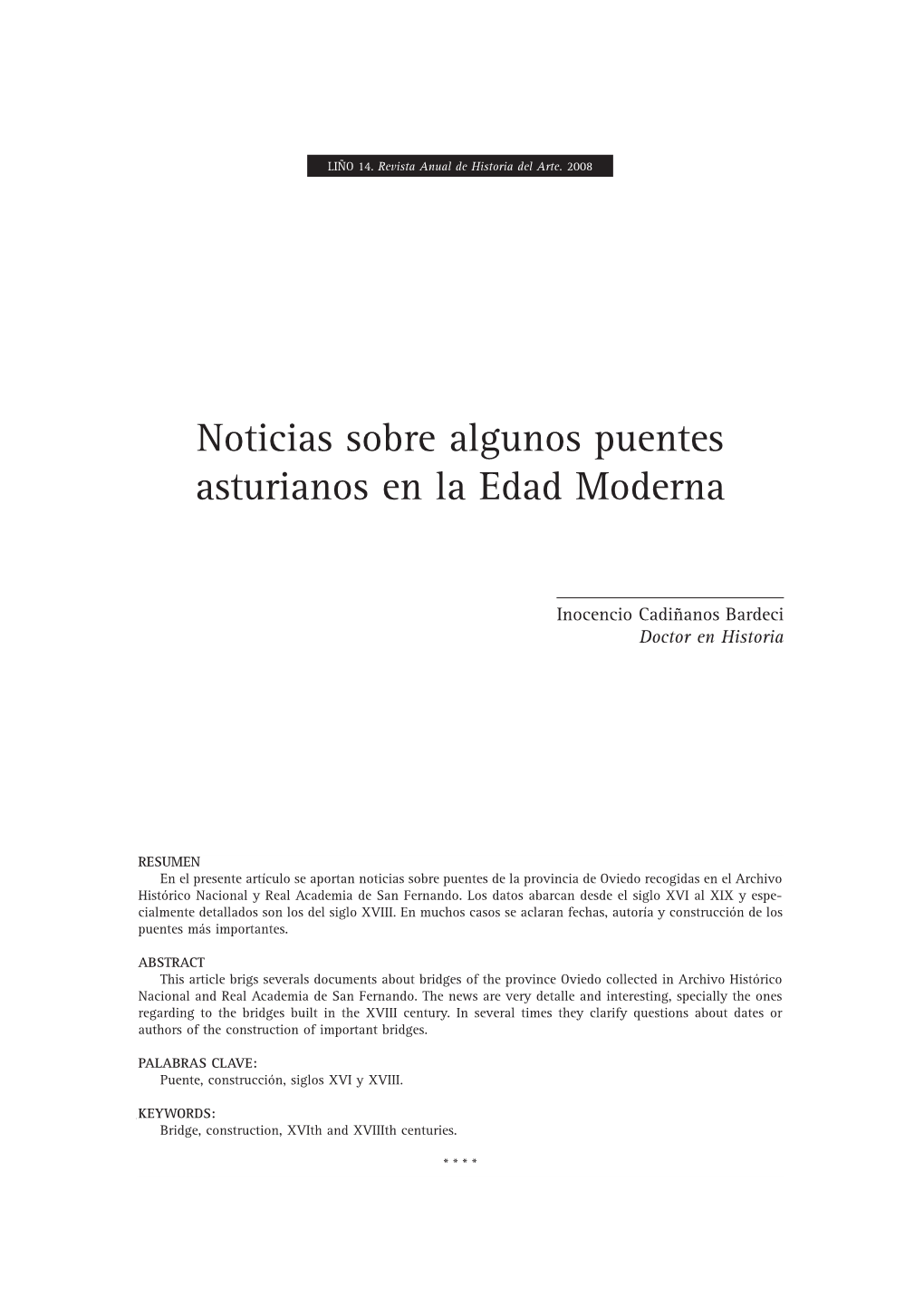 Noticias Sobre Algunos Puentes Asturianos En La Edad Moderna