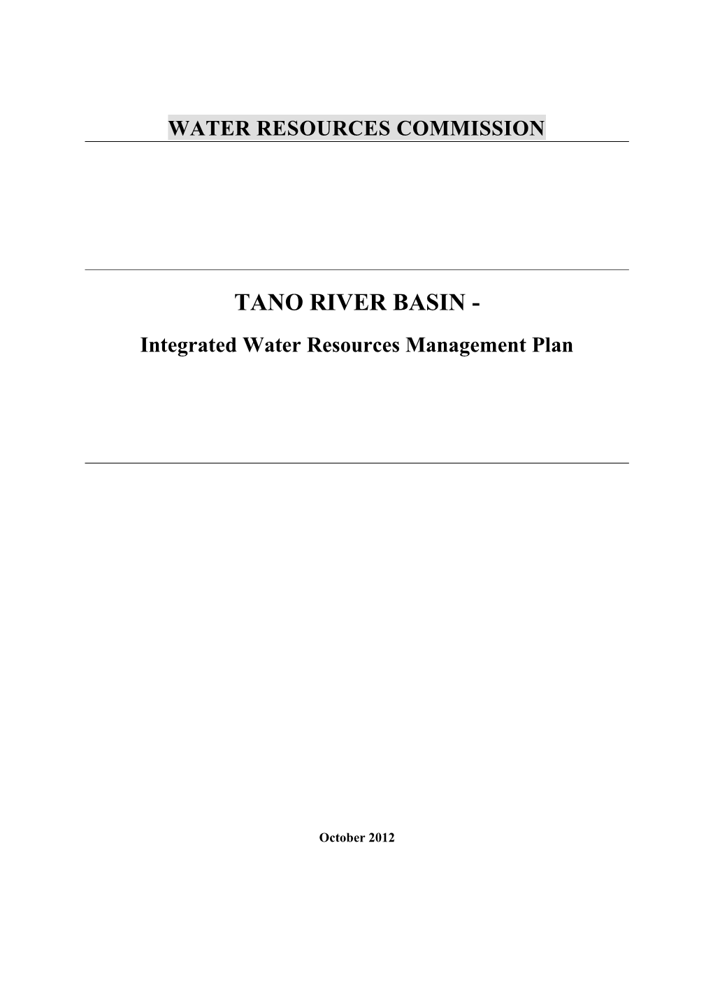 Tano Basin IWRM Plan