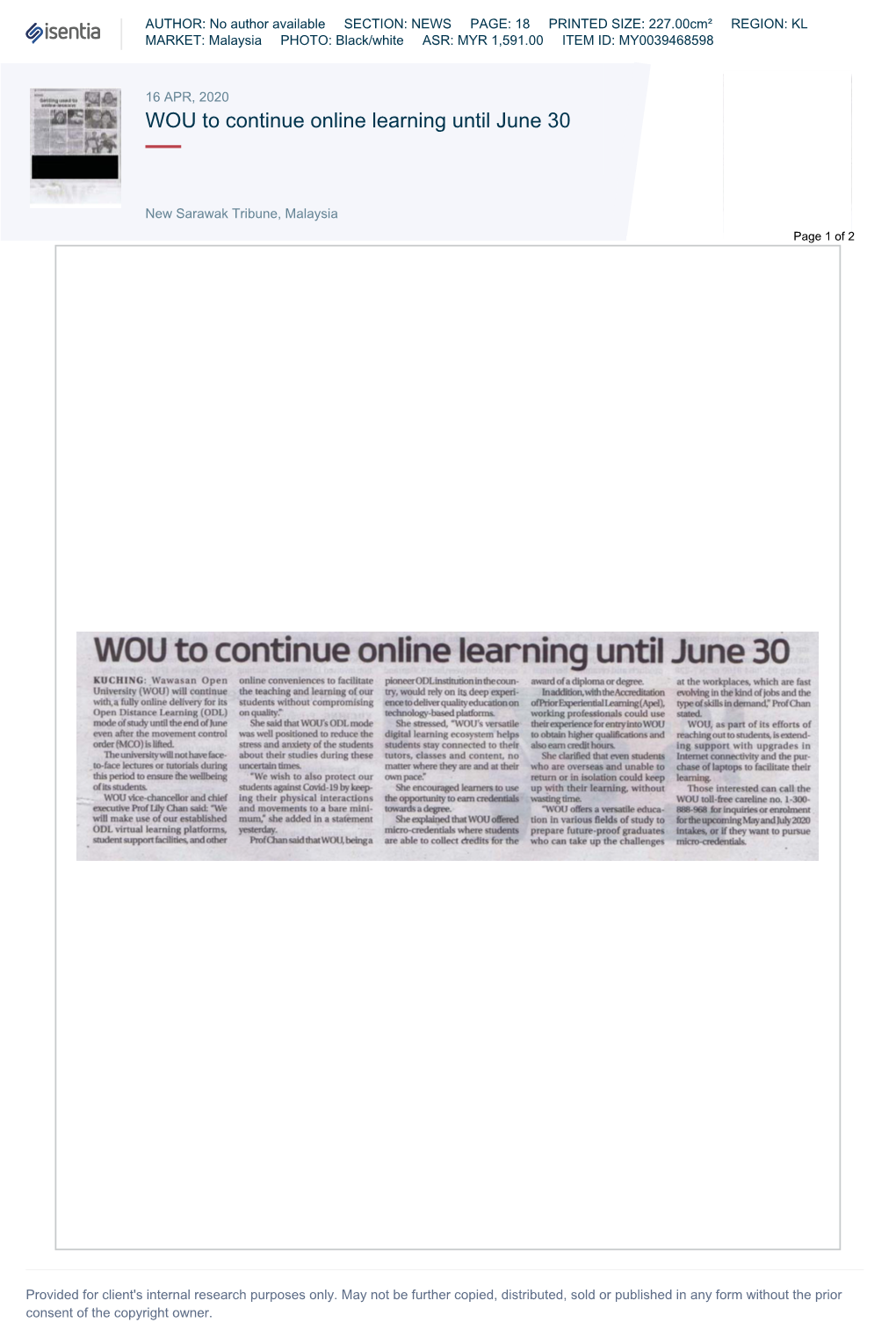 WOU to Continue Online Learning Until June 30