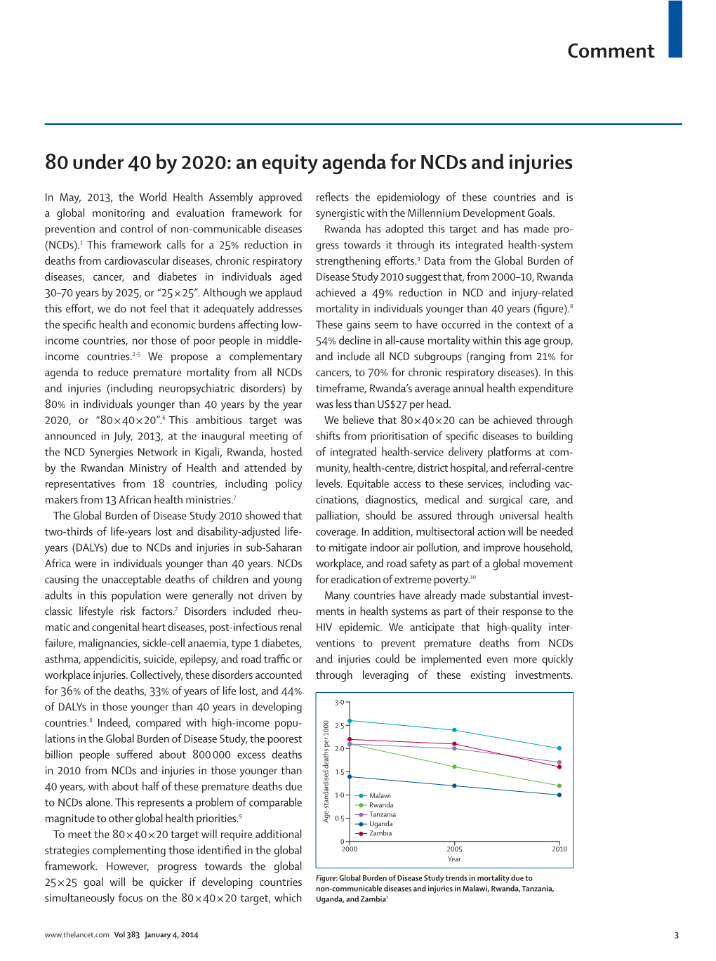 80 Under 40 by 2020: an Equity Agenda for Ncds and Injuries