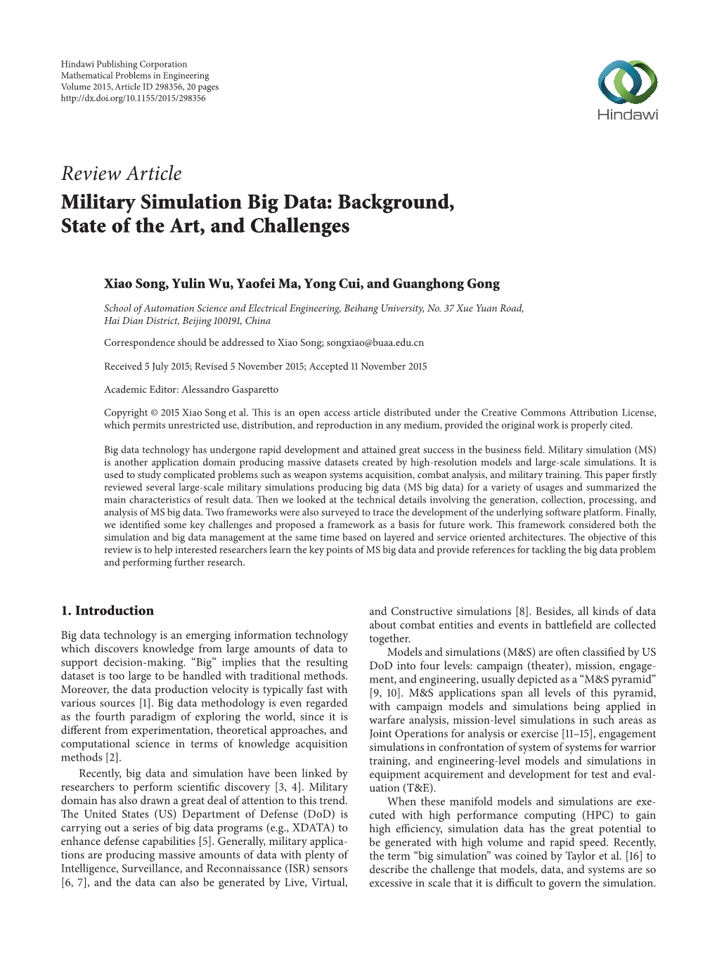 Military Simulation Big Data: Background, State of the Art, and Challenges