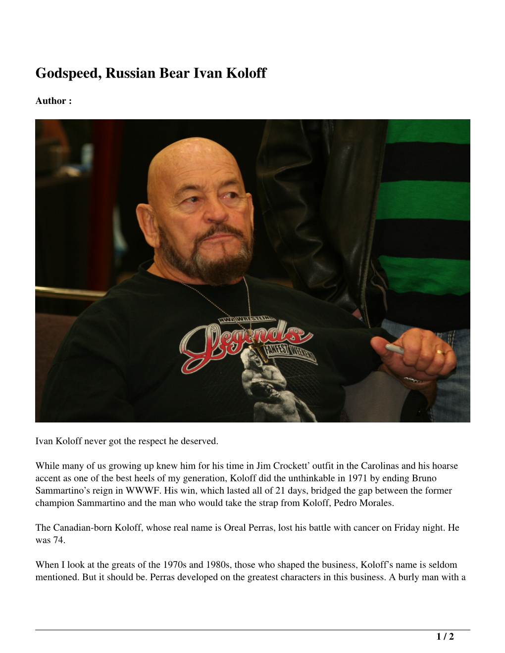 Godspeed, Russian Bear Ivan Koloff