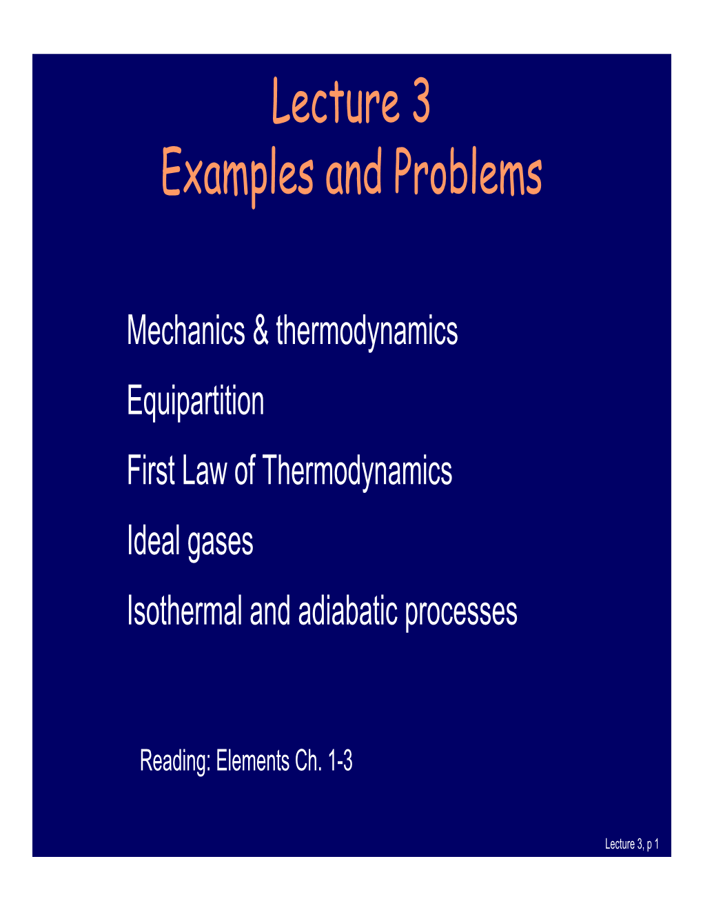 Lecture 3 Examples and Problems