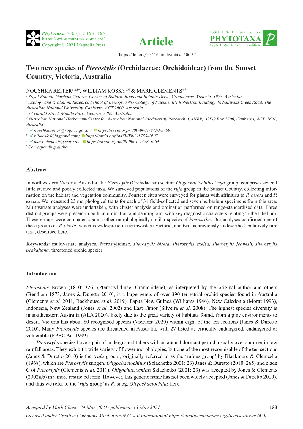 Two New Species of Pterostylis (Orchidaceae; Orchidoideae) from the Sunset Country, Victoria, Australia