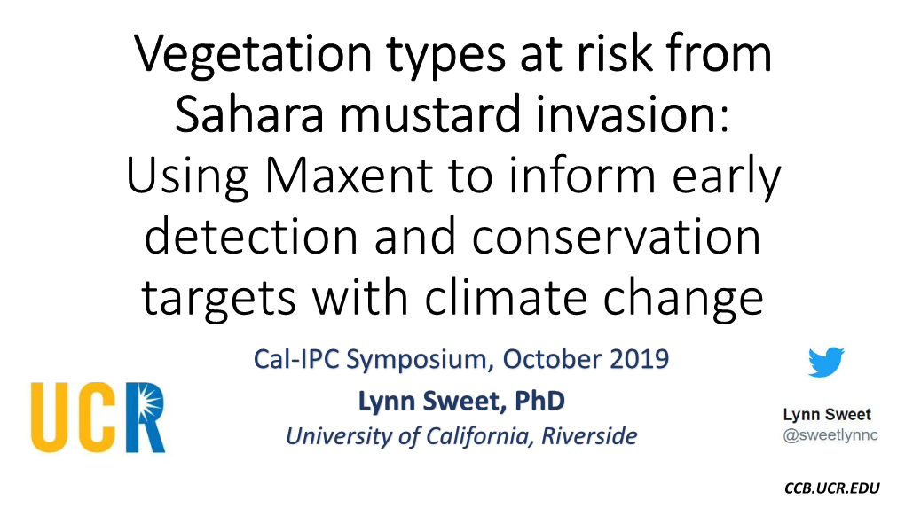 Vegetation Types at Risk from Sahara