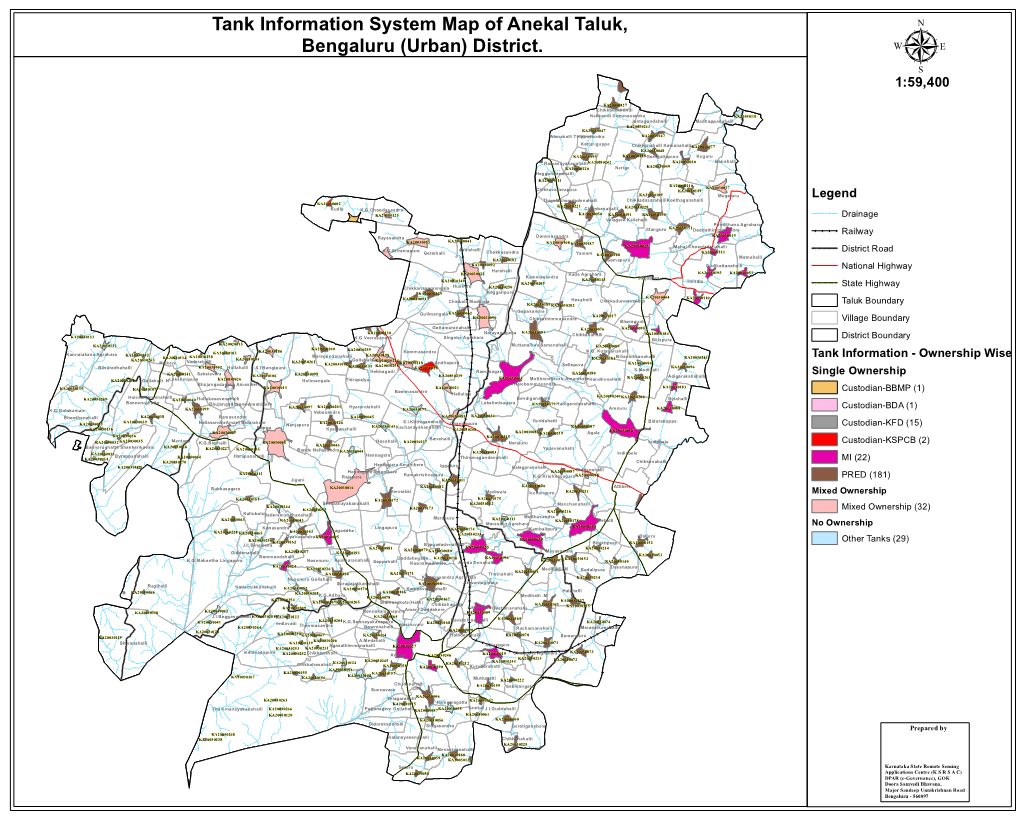 Tank Information System Map of Anekal Taluk, Bengaluru (Urban) District