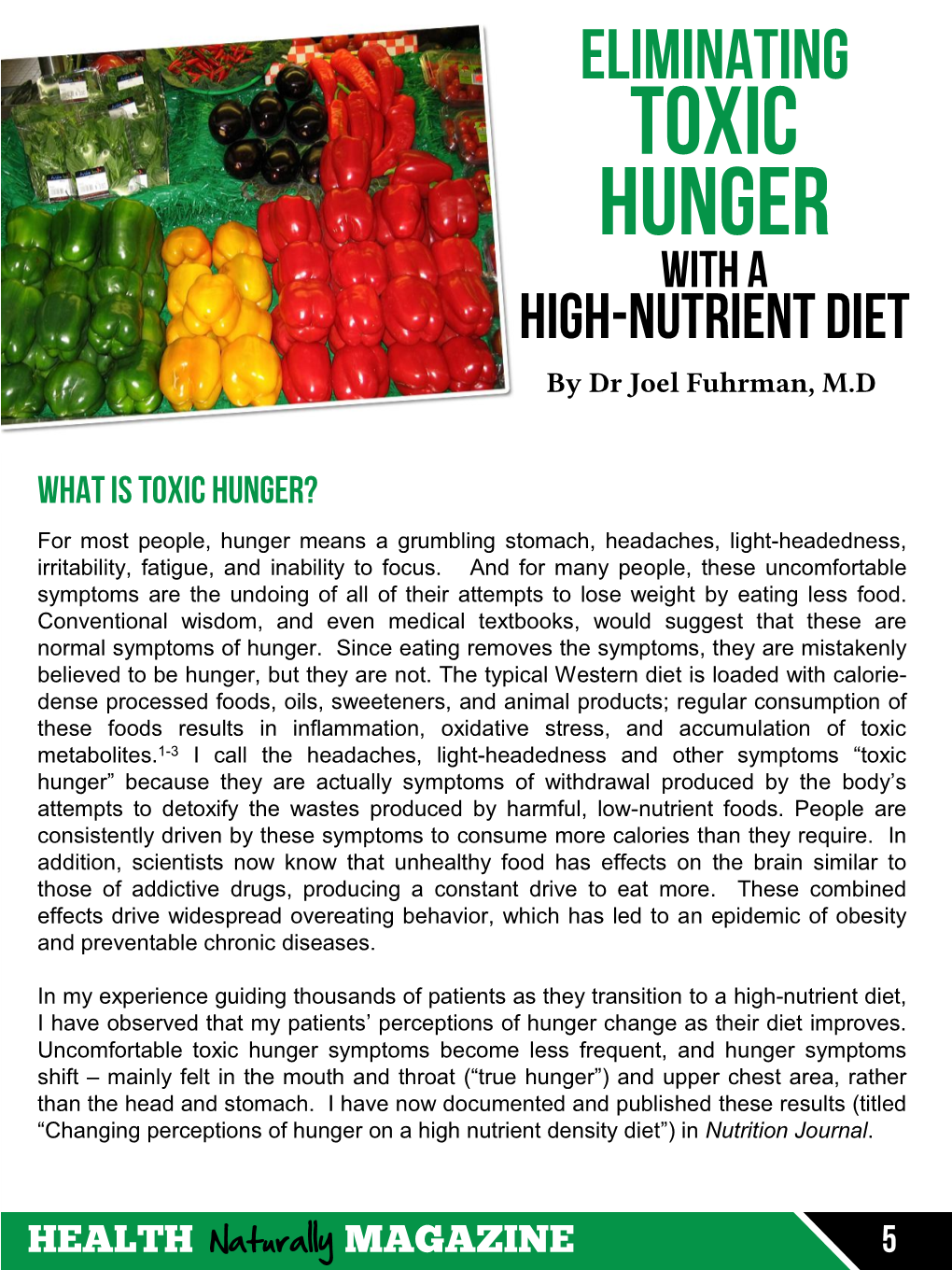 Eliminating Toxic Hunger with a High-Nutrient Diet by Dr Joel Fuhrman, M.D