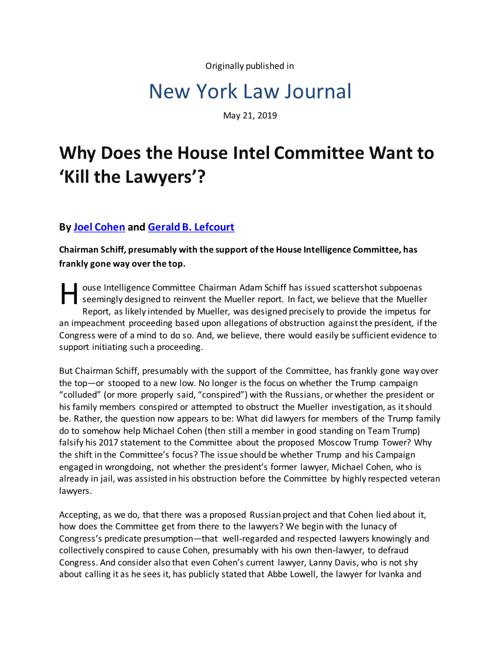 New York Law Journal May 21, 2019