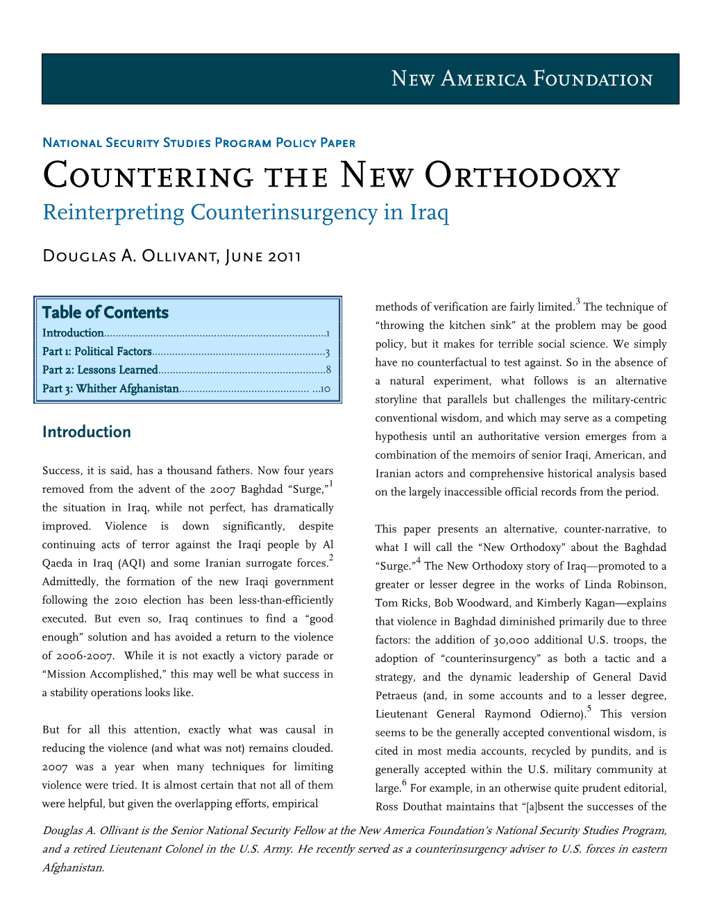 Countering the New Orthodoxy Reinterpreting Counterinsurgency in Iraq